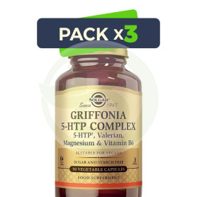 Pack 3x Griffonia 5-Htp Complex 90 Cápsulas Solgar