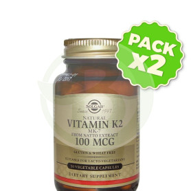 Pack 2x Vitamina K2 100Mcg. 50 Cápsulas Solgar