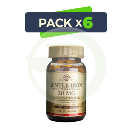 Pack 6x Hierro Gentle 90 Cápsulas Solgar