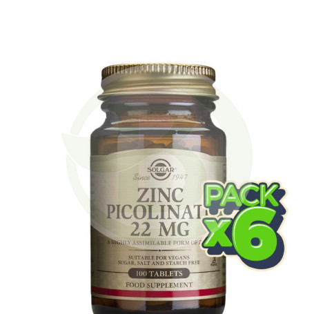 Pack 6x Zinc Picolinato 100 Cápsulas Solgar