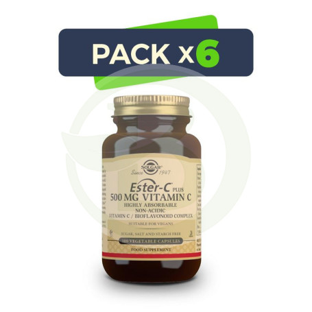 Pack 6x Ester C Plus 100 Cápsulas Solgar