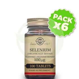 Pack 6x Selenio 100Mcg. (Sin Levadura) 100 Comprimidos Solgar