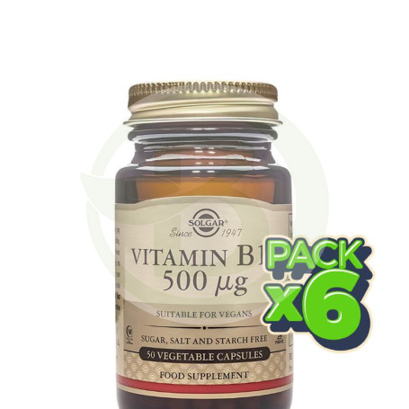 Pack 6x Vitamina B12 500Mcg 50 Cápsulas Solgar
