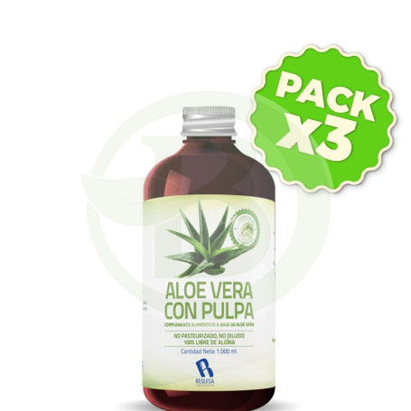 Pack 3x Aloe Vera con Pulpa 1Lt. Bequisa