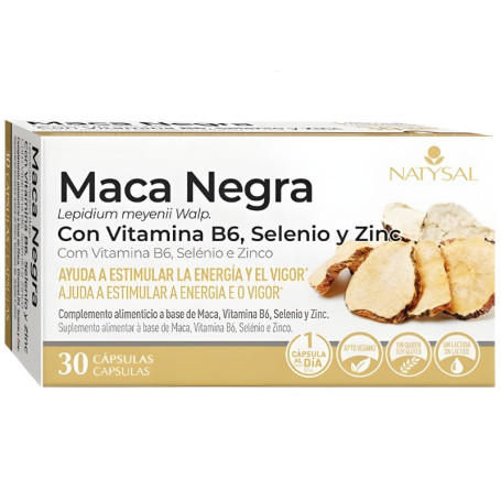 Maca Noire avec B6, Sélénium et Zinc 30 Gélules Natysal