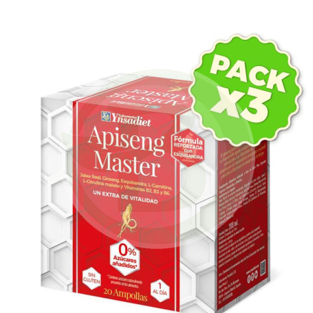 Pack 3x Apiseng Master 0% Azucar Caja De 20 Ampollas Ynsadiet