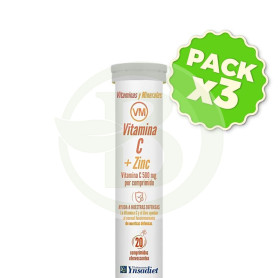 Pack 3x Vitamina C + Zinc Efervescente 20 Tabletas Ynsadiet