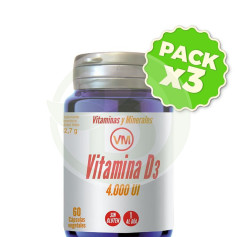 Pack 3x Vitamine D3 4000 UI 60 Gélules Végétales Ynsadiet
