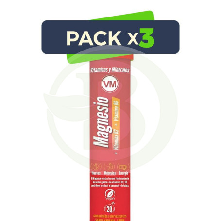 Pack 3x Magnesio + Vit B2 + Vit B6 20 Tabletas Efervescentes Ynsadiet