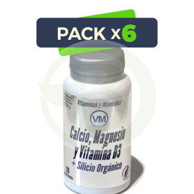 Pack 6x Calcio, Magnesio y Vitamina D3 + Silicio Orgánico 90 Comprimidos Ynsadiet