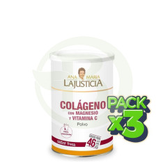 Pack 3x Collagène avec Magnésium Fraise 350Gr. Ana M. Lajusticia