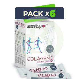 Pack 6x Colágeno con Magnesio + Vitamina C 20 Sticks AML Sport Ana Mª La