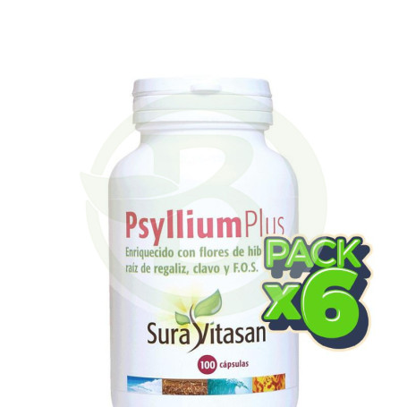 Pack 6x Psyllium Plus + F.O.S 100 Cápsulas Sura Vitasan