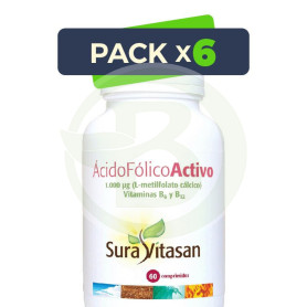 Pack 6x Ácido Fólico Activo 60 Comprimidos Sura Vitasan