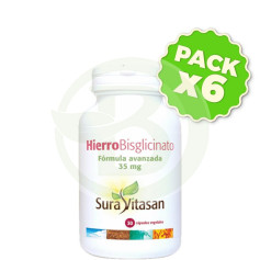 Pack 6x Hierro Bisglicinato 30 Cápsulas Sura Vitasan