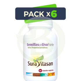 Pack 6x Semillas De Uva Forte 60 Capsulas Sura Vitasan