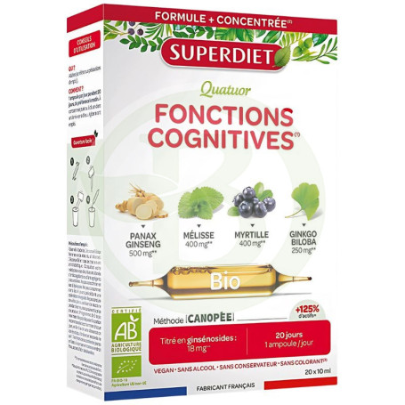 Fonctions cognitives Quartet Bio 20 Ampoules Superdiet