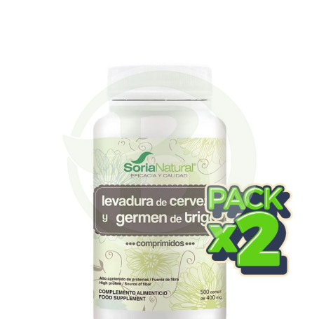 Pack 2x Germen de Trigo y Levadura de Cerveza Comprimidos Soria Natural