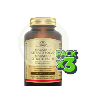 Pack 3x Magnesio Citrato en Polvo 108G Solgar