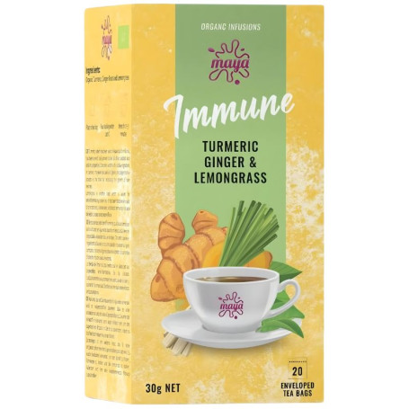 Immune Curcuma, Herbe à Citron et Gingembre 20 Filtres Maya Organic