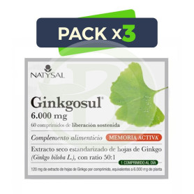Pack 3x Ginkgosul 6.000Mg. 60 Comprimidos Natysal