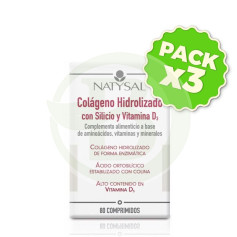 Pack 3x Collagène avec Silicium et Vitamine D 80 Comprimés Natysal