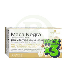 Pack 3x Maca Negra con B6, Selenio y Zinc 30 Cápsulas Natysal
