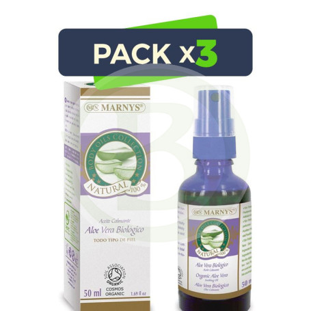 Pack 3x Aceite de Aloe Vera Orgánico 50Ml. Spray Marnys