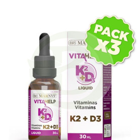 Pack 3x Vitahelp K2 con D3 30Ml Marnys