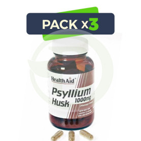 Pack 3x Fibra de Cáscara de Psyllium Health Aid
