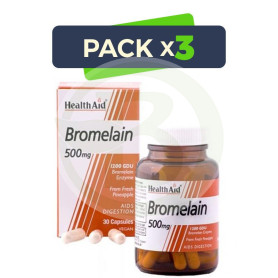 Pack 3x Bromelina 500Mg. Health Aid