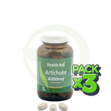 Pack 3x Alcachofera 60 Comprimidos Health Aid