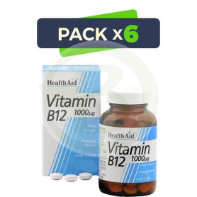Pack 6x Vitamina B12 50 Comprimidos Health Aid