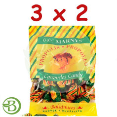 Pack 3x2 Bonbons Propolis, Miel, Menthol et Eucalyptus 60Gr. marnys