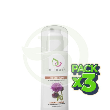 Pack 3x Jabón Facial de Arcilla Gris 150Ml. Armonia