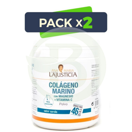 Pack 2x Colágeno Marino con Magnesio y Vitamina C Sandia 350Gr. Ana Maria Lajusticia