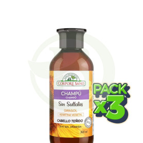 Pack 3x Champú para Cabellos Teñidos sin Sulfatos 300Ml Corpore Sano