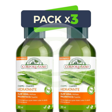 Pack 3x Champú Hidratante 300+300Ml Corpore Sano