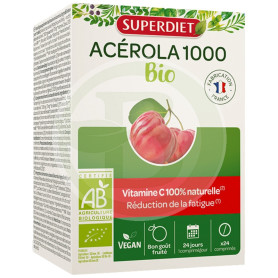 Acérola 1000 (Vitamine C) Bio 24 Comprimés Superdiet