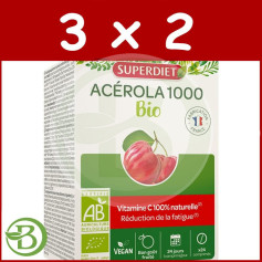 Pack 3x2 Acérola 1000 (Vitamine C) Bio 24 Comprimés Superdiet