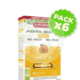 Pack 6x Jalea Real Miel + Polen Bio 1500Mg 20 Ampollas Superdiet