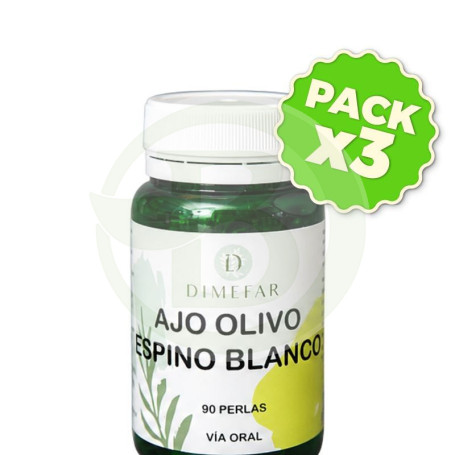 Pack 3x Ajo + Olivo + Espino Blanco 90 Perlas Dimefar