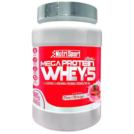 Mega Protein Whey +5 Saveur Fraise 900G Nutrisport