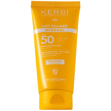 Lait Solaire Minéral SPF50 sans Parfum 100Ml Kerbi