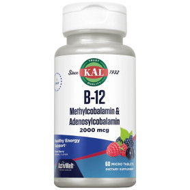 B12 Methylcobalamin & Adenosylcobalamin 60 Microcomprimés Kal