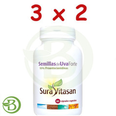 Pack 3x2 Pépins de Raisin Forte 60 Gélules Sura Vitasan