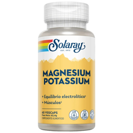 Magnésium et Potassium 60 Gélules Végétales Solaray