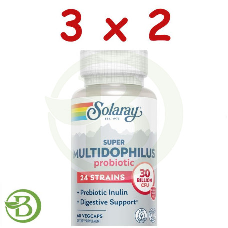 Pack 3x2 Super Multidophilus Probiotic 60 Cápsulas Vegetales Solaray