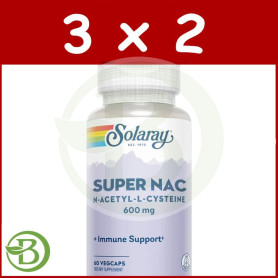 Pack 3x2 Super Nac 600Mg 60 Cápsulas Vegetales Solaray