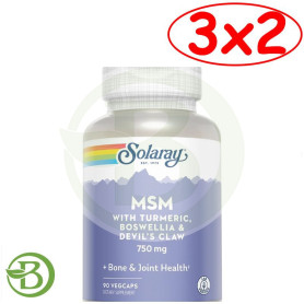 Pack 3x2 Msm con Cúrcuma, Boswellia y Harpagofito 90 Cápsulas Solaray